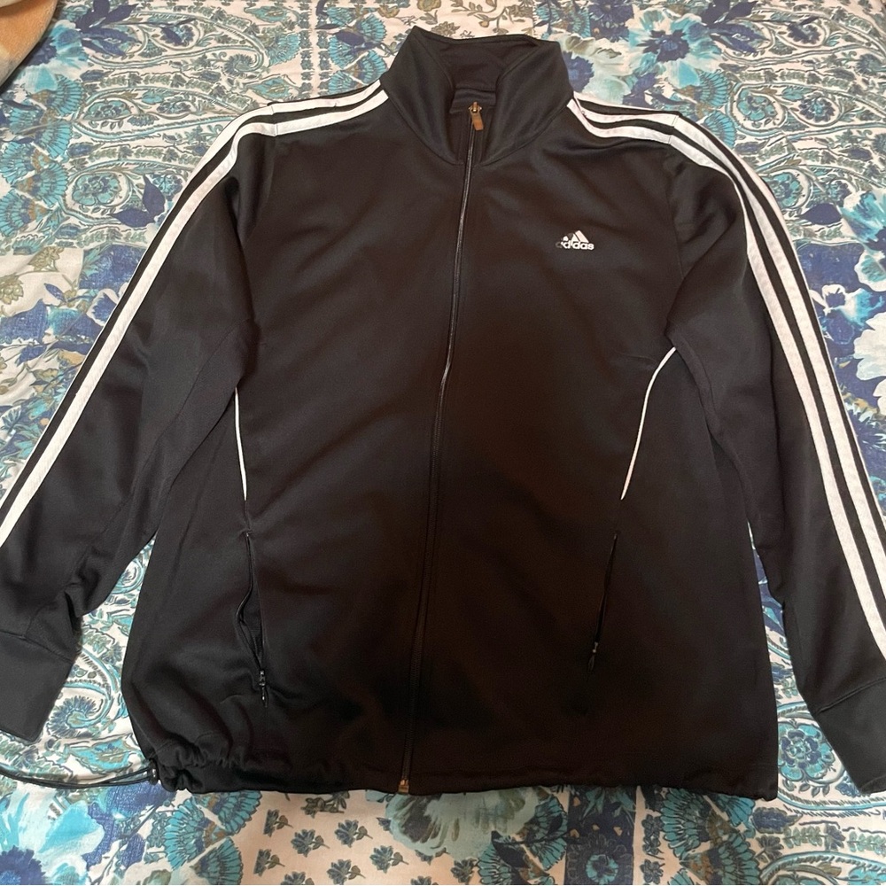 Adidas Men's Black and White Track Jacket